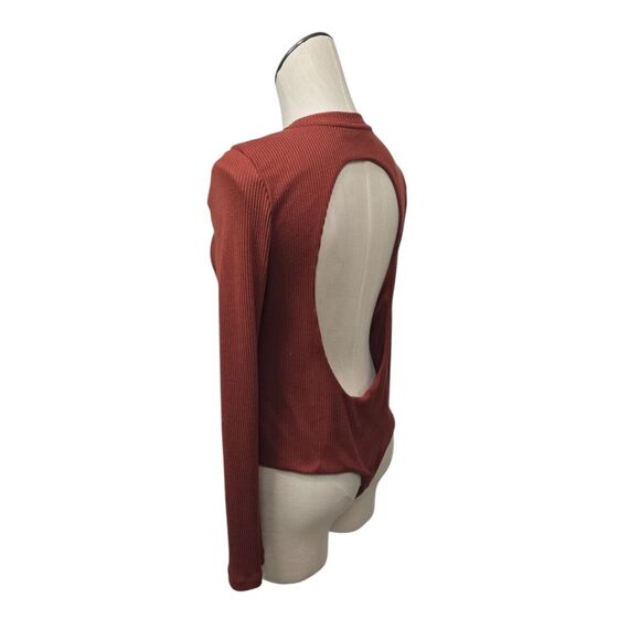 All Saints‎ Ribbed Molly Cutout Backless Bodysuit Womens Size 10 Orange Rust - Picture 8 of 10